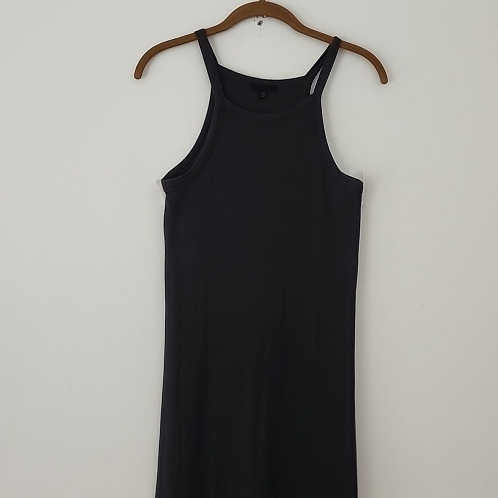 ATM Anthony Thomas Melillo Double Layer Ribbed Midi Dress Dark Gray Green S (30) - Picture 3 of 8